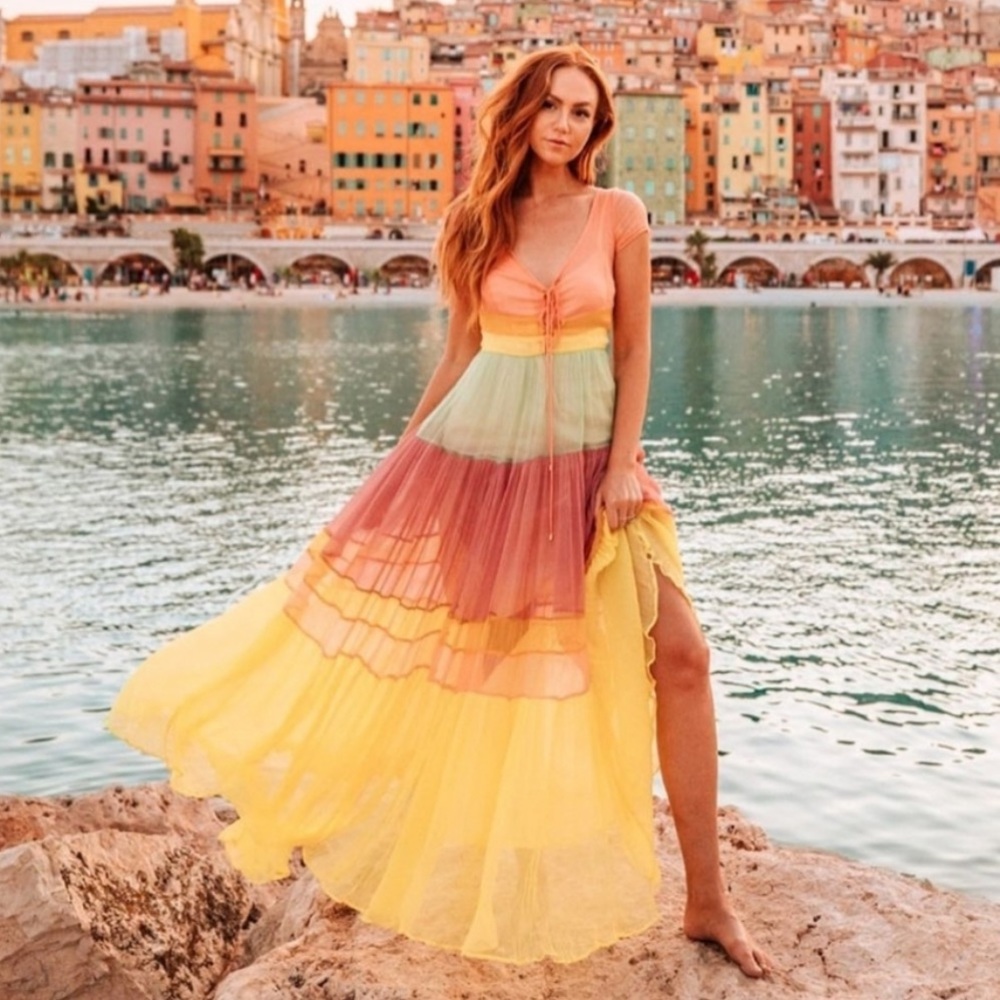 New Free People Rainbow dress RARE xs